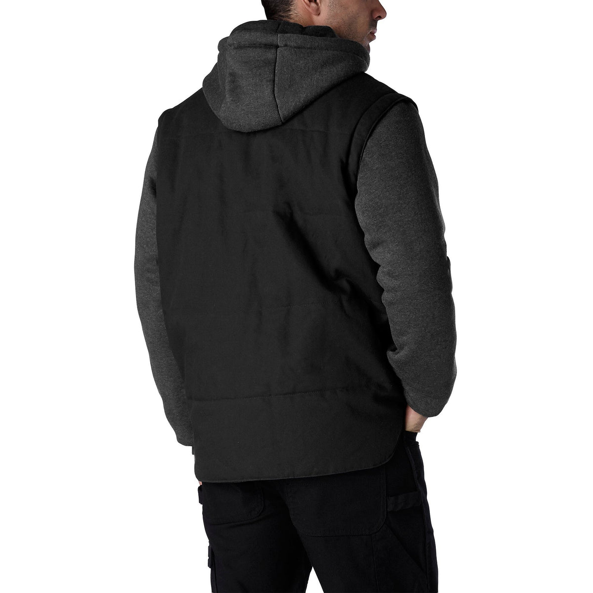 Men's 2-in-1 Insulated Convertible work jacket & vest - Black/Charcoal