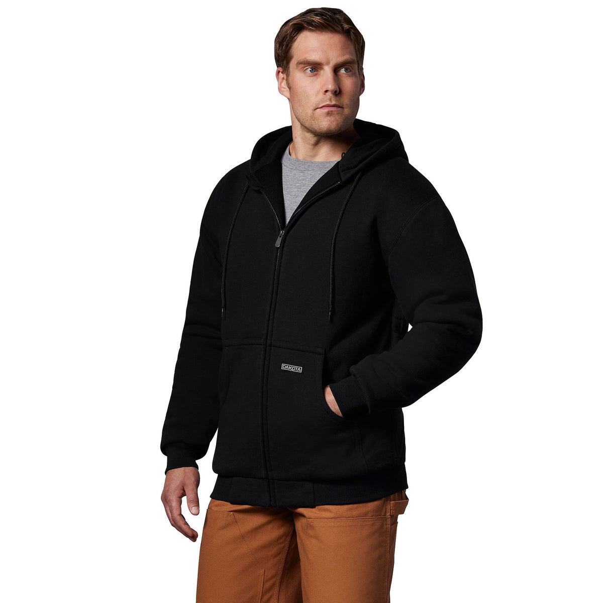 Men's T-Max Lined Full Zip Hooded Cotton Sweatshirt - Black