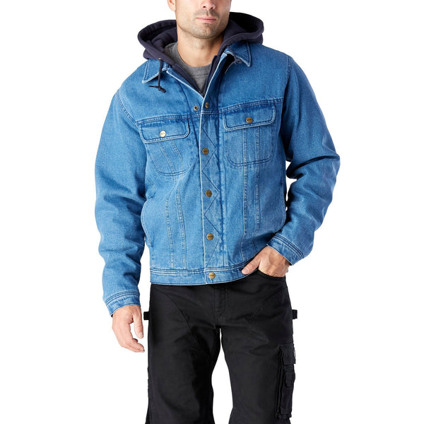 Hoodie Jean Jacket for Men Sherpa Trucker Jacket Faux Fur Collar Sherpa  Fleece Lined Distressed Denim Trucker Jacket(Blue,XL) at Amazon Men's  Clothing store